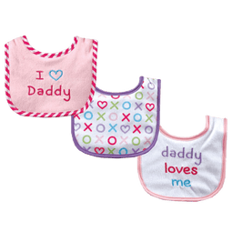 Luvable Friends I Love Mommy and Daddy Baby Bibs, Blue Daddy, 3 Count